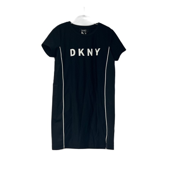 Dkny Other - DKNY kids black white trim logo mesh short sleeve athleisure sz 6 dress sporty